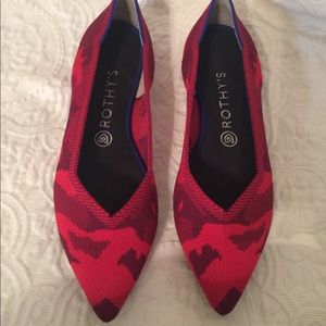 Rothy’s pink red camo print flats